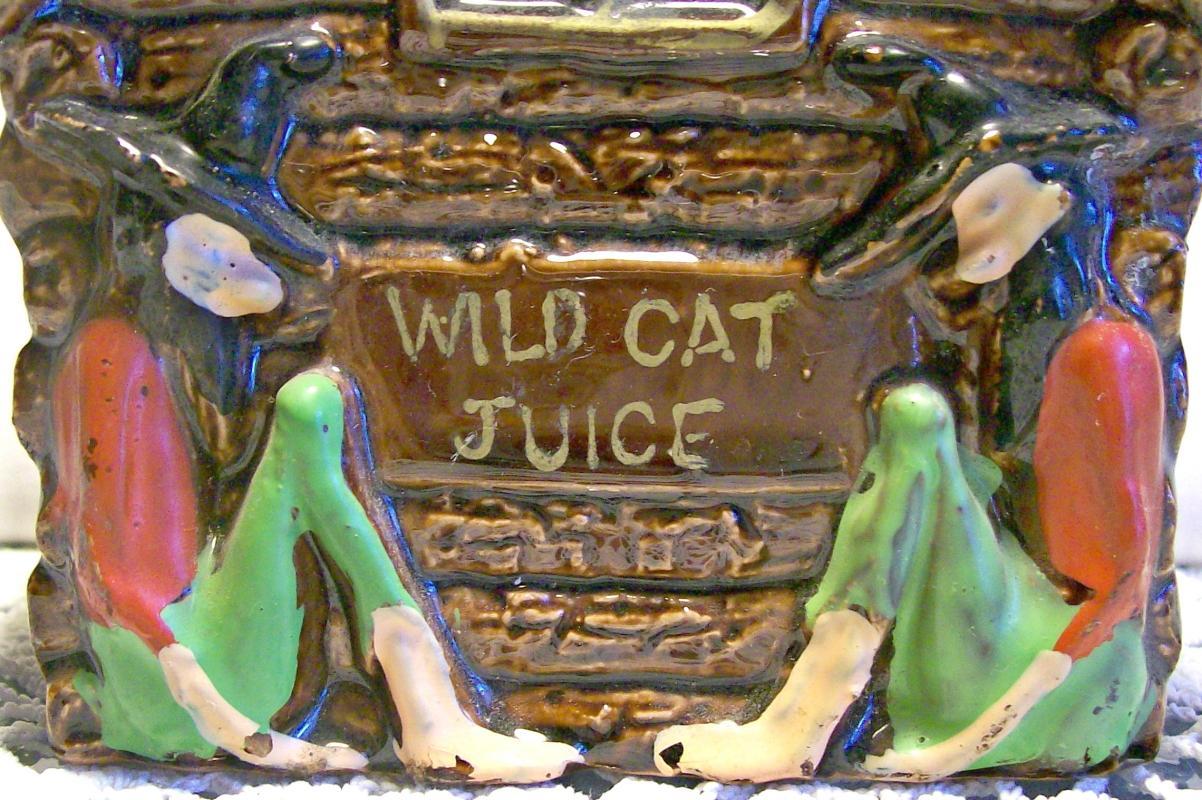 Hillbilly Wild Cat Juice Ceramic Liquor Decanter 1950s Dixie Japan