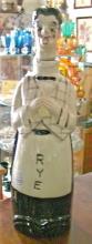 Musical Rye Whiskey Ceramic Liquor Decanter Figural Singing Waiter 1950's