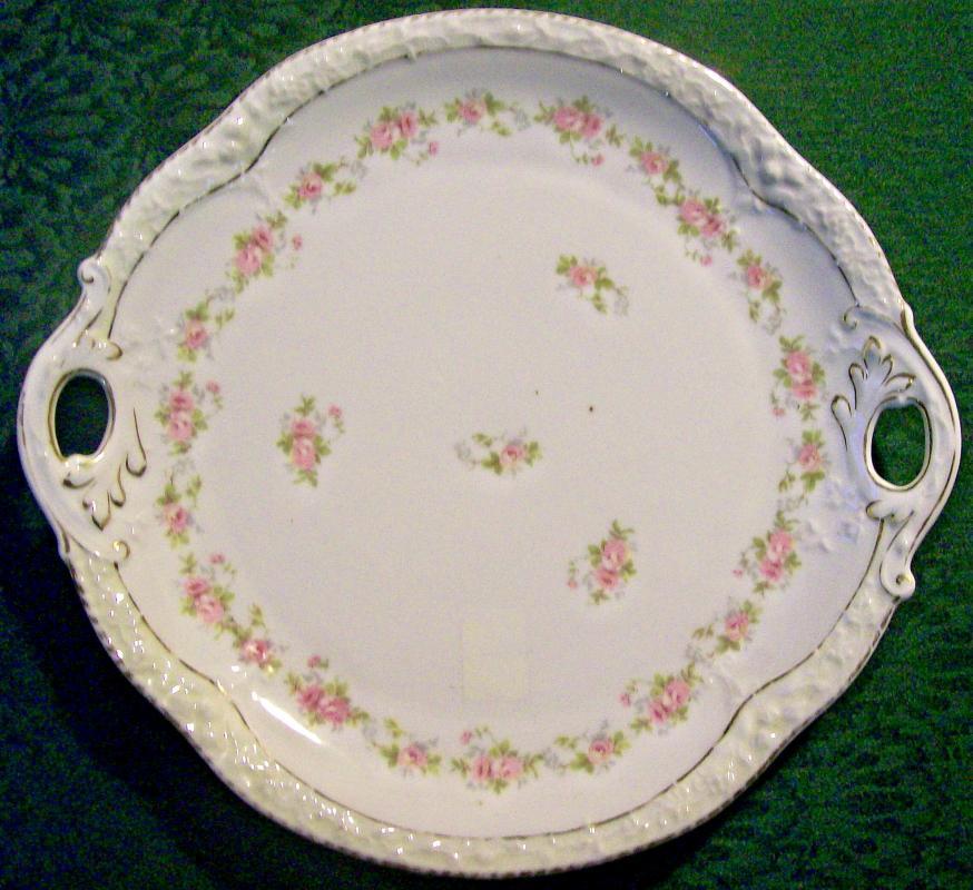 Zeh Scherzer Bavarian Porcelain Cake Plate Small Pink Roses 10.5