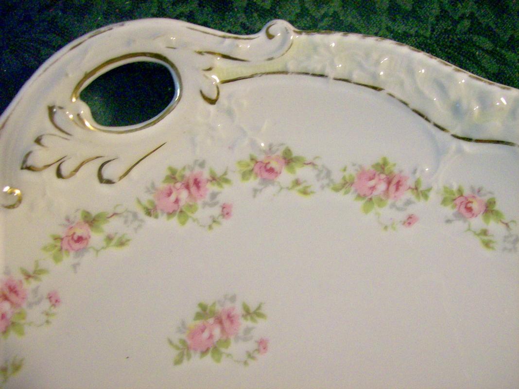 Zeh Scherzer Bavarian Porcelain Cake Plate Small Pink Roses 10.5