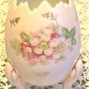 Pink Ceramic Egg Vase with Flower Decoration Ca. 1950's 4.75