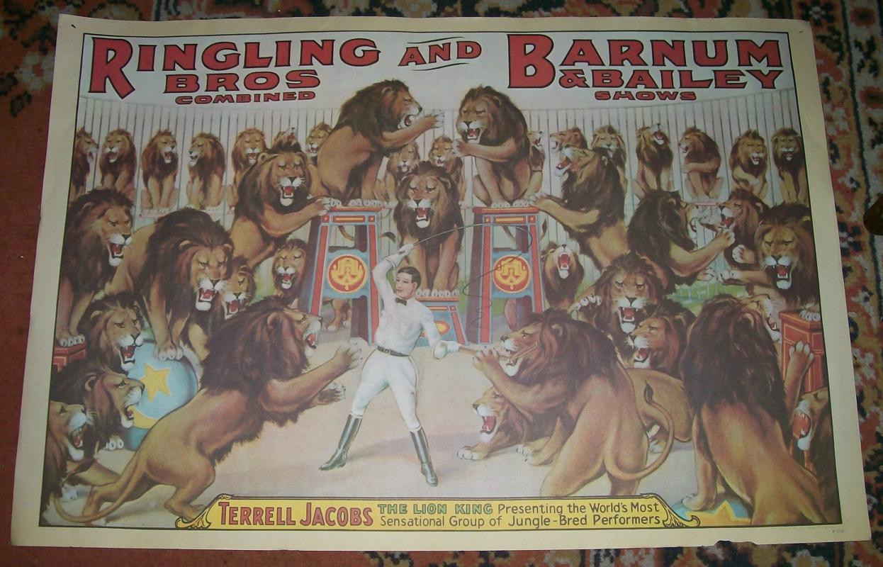 Vintage 1960's Circus Poster Reprints Barnum/Ringling Lions P114