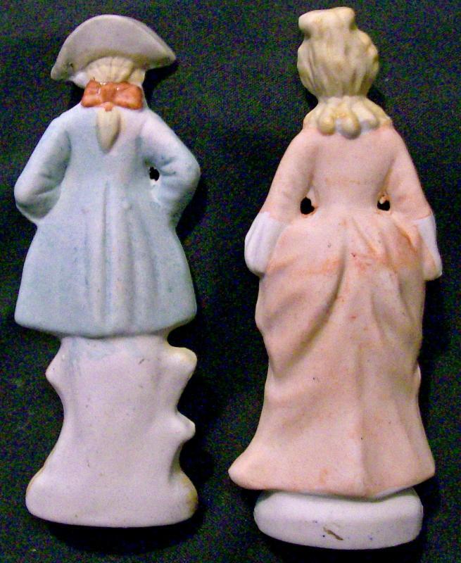 Occupied Japan Bisque Ceramic Figurine Pair Colonial Man & Woman 5