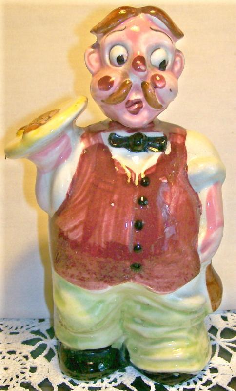 Waiter Figural Ceramic Liquor / Wine Decanter: 1950's Japan