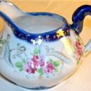 Nippon Cobalt-trimmed Ceramic Creamer Hand-Painted Roses & Gold