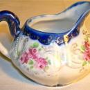 Nippon Cobalt-trimmed Ceramic Creamer Hand-Painted Roses & Gold