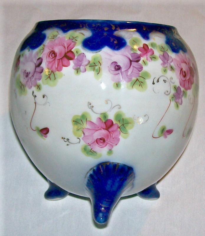 Nippon/Japan Cracker/Biscuit Jar Cobalt/Gold/Roses NO LID