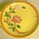 CICO Germany Majolica-style Footed Ceramic Plate with Roses Ca. 1940