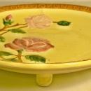 CICO Germany Majolica-style Footed Ceramic Plate with Roses Ca. 1940