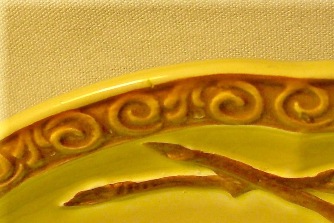 CICO Germany Majolica-style Footed Ceramic Plate with Roses Ca. 1940