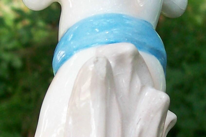 Boy with Flute Figural Ceramic Flower Stem Holder/Frog 7.25