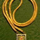 Italian Micromosaic Necklace: Ca. 1900 Gilded Brass