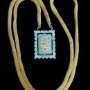 Italian Micromosaic Necklace: Ca. 1900 Gilded Brass