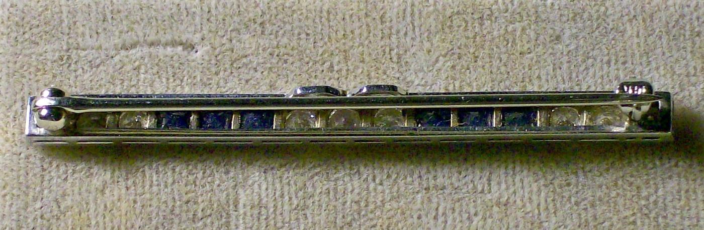 Platinum/Diamond/Sapphire Art Deco Bar Pin Ca. 1930 Signed J.E. Caldwell