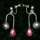 Mexican Sterling Silver Earrings Pink Teardrops Signed J.R.R.