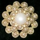 Sarah Coventry Brooch/Pin 1960s-70s Faux Pearl/Rhinestone Mound 1.75