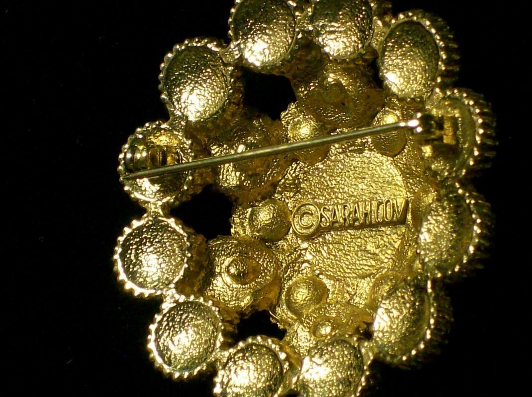 Sarah Coventry Brooch/Pin 1960s-70s Faux Pearl/Rhinestone Mound 1.75