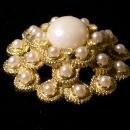 Sarah Coventry Brooch/Pin 1960s-70s Faux Pearl/Rhinestone Mound 1.75