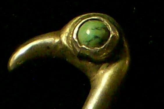 Mexican Silver Flamingo Bird Pin with Turquoise Eye