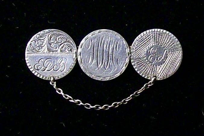 Victorian Coin Love Token Brooch/Pin 1880s Seated Liberty Dimes