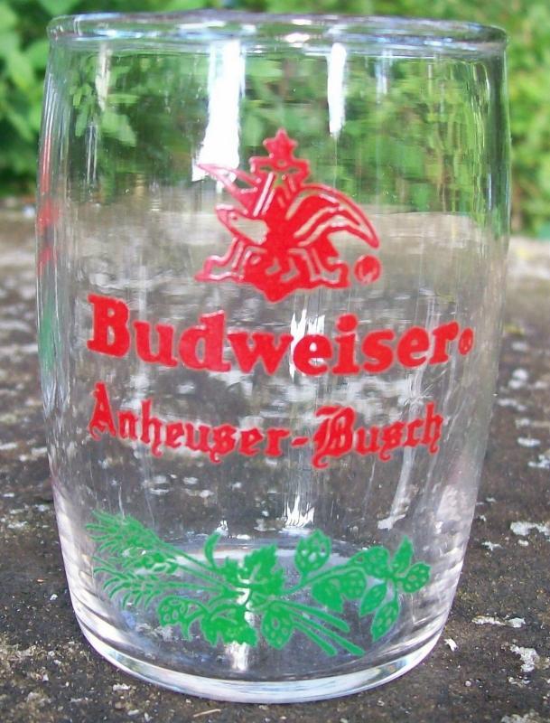 Budweiser Barrel Taster Glass Tumblers Set/4 1950s 3