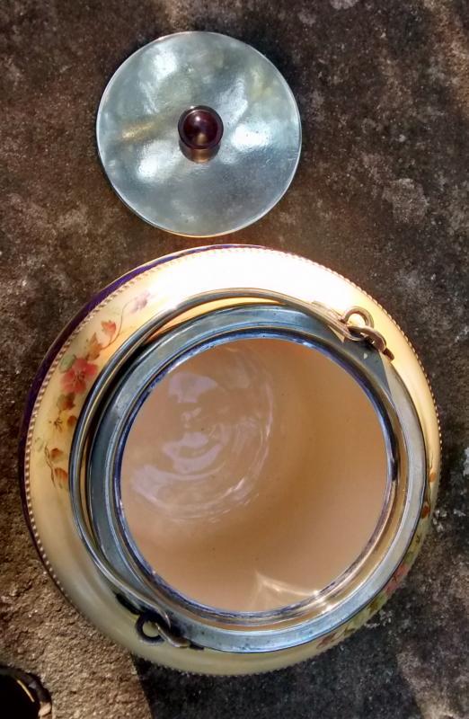 Carlton Ware Biscuit Barrel #6883/5 Blush/Cobalt Floral Ca. 1900