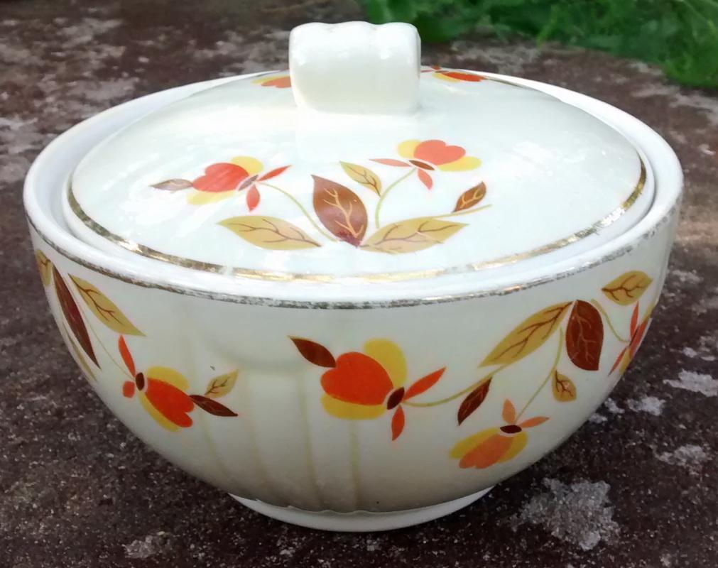 Hall Superior Autumn Leaf Ceramic Drippings Jar w/Lid