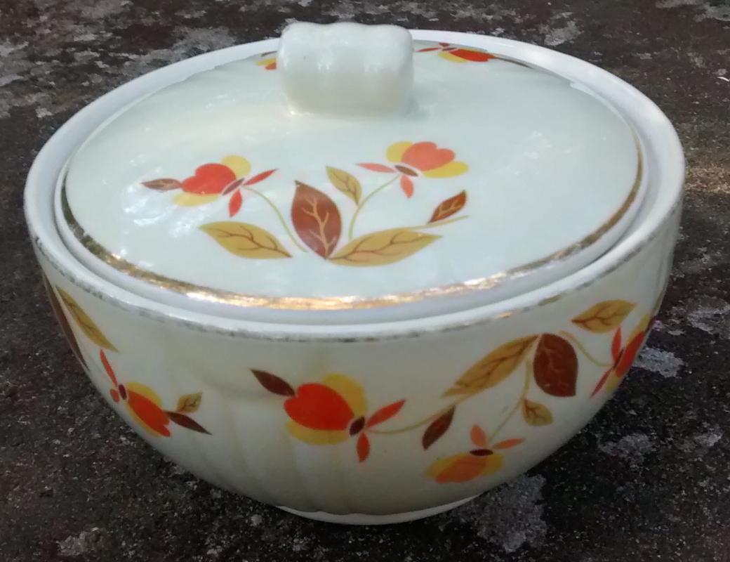 Hall Superior Autumn Leaf Ceramic Drippings Jar w/Lid