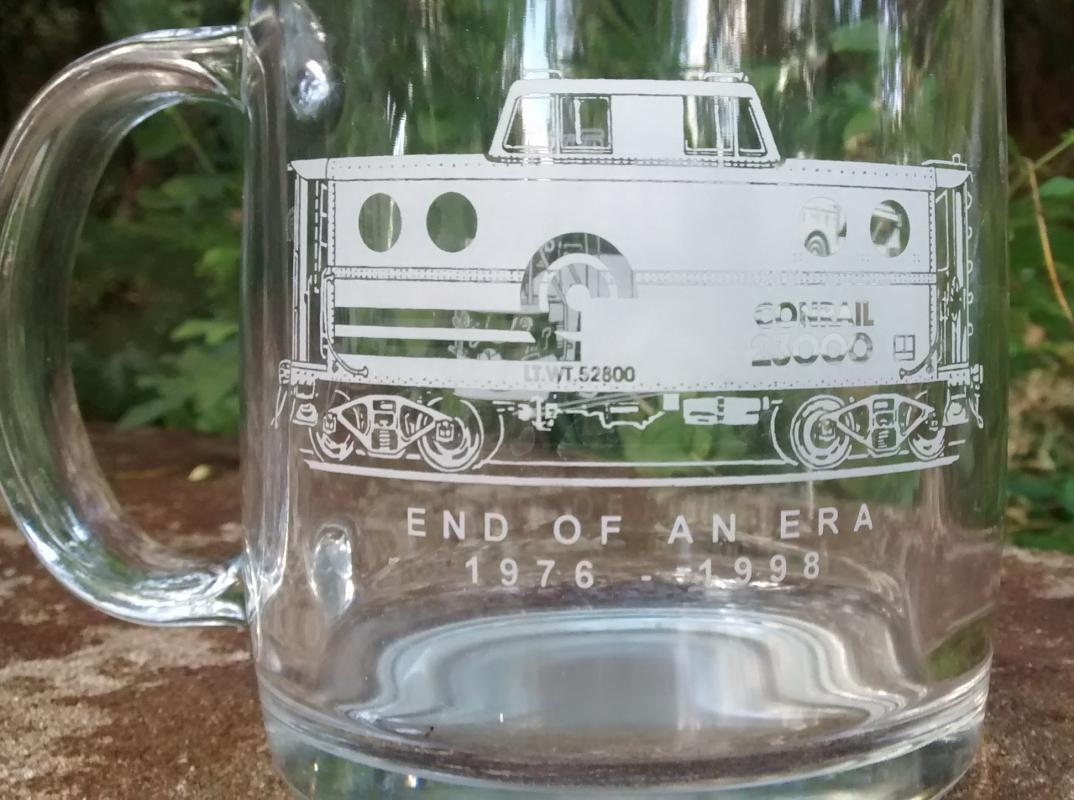 Conrail Railroad Glass Mug End of An Era 1976-98 Trains