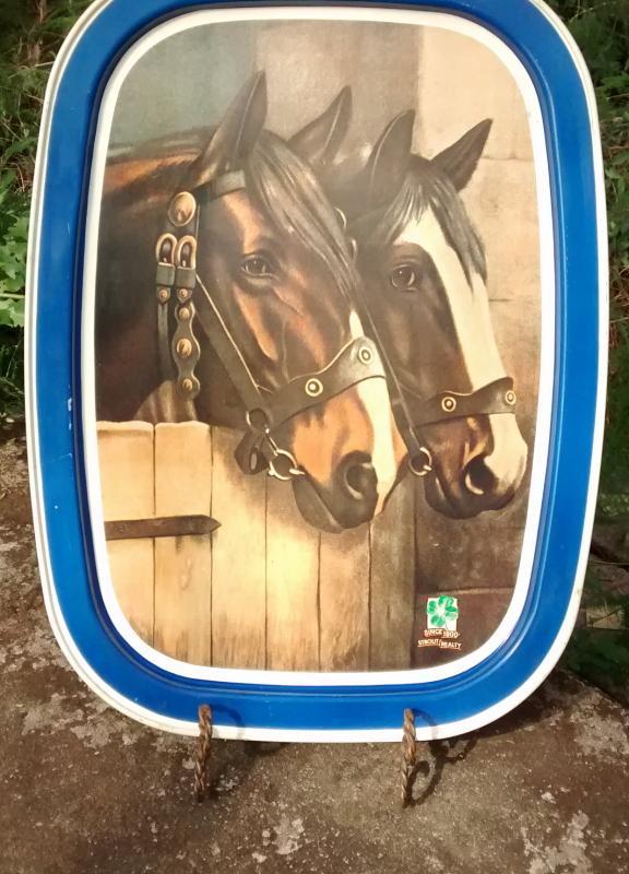 Strout Realty Advertising Metal Tray Tom & Jerry Horses