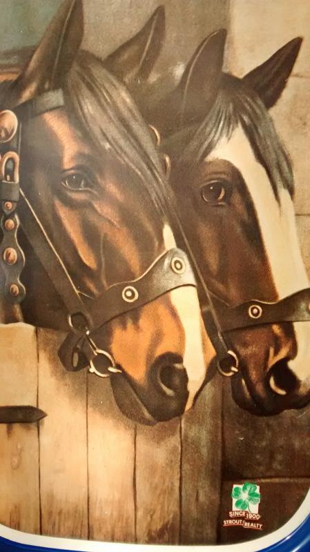 Strout Realty Advertising Metal Tray Tom & Jerry Horses