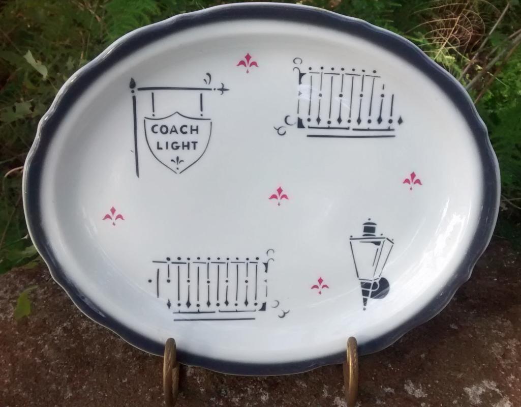 Coach Light Restaurant Advertising Ceramic Platter 1958 Wellsville Surry