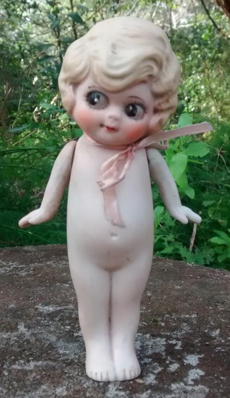 1920s Flapper Frozen Charlotte Doll Googley-Eyed Ceramic