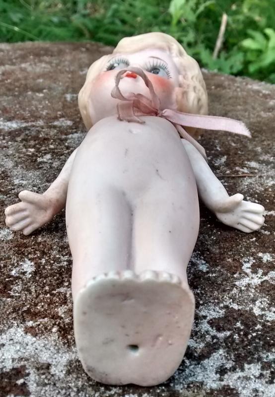 1920s Flapper Frozen Charlotte Doll Googley-Eyed Ceramic