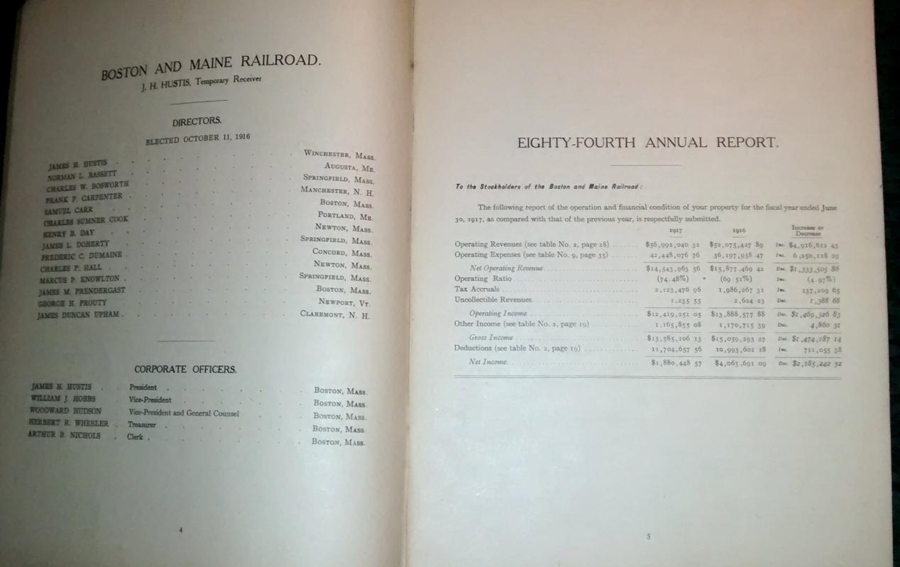 Boston & Maine Railroad Annual Report 84th 1917