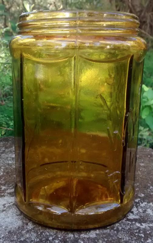 William S. Kimball Tobacco Jar/Humidor Amber Glass Ca. 1900
