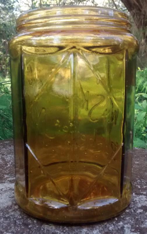 William S. Kimball Tobacco Jar/Humidor Amber Glass Ca. 1900