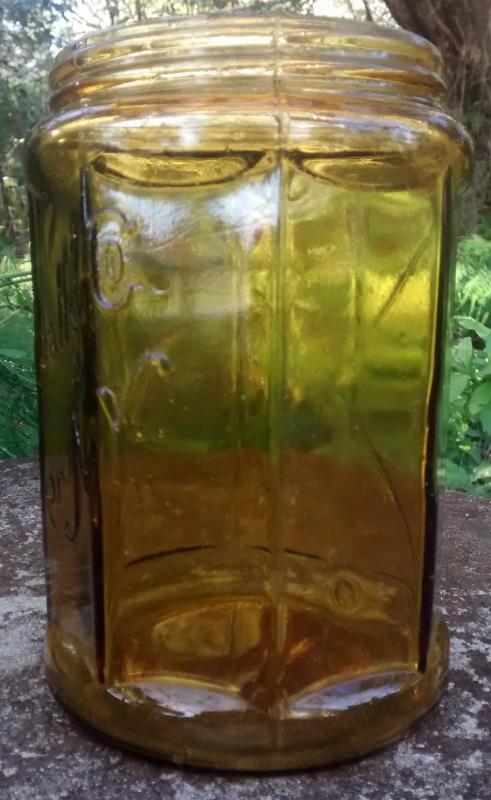 William S. Kimball Tobacco Jar/Humidor Amber Glass Ca. 1900