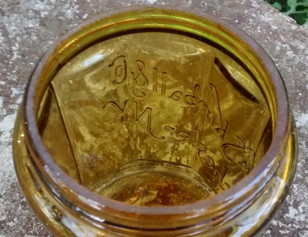 William S. Kimball Tobacco Jar/Humidor Amber Glass Ca. 1900