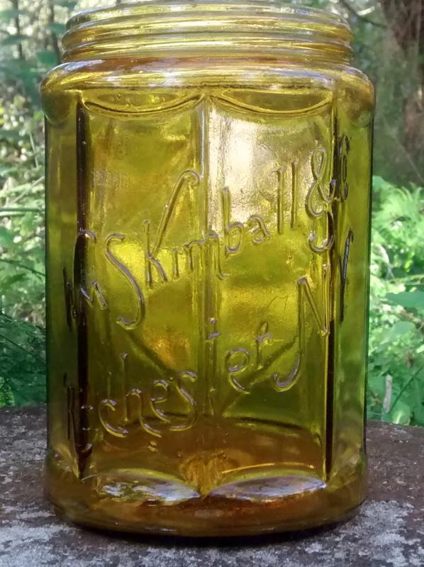 William S. Kimball Tobacco Jar/Humidor Amber Glass Ca. 1900