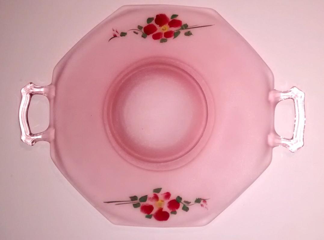 Lancaster Octagon Mayonnaise Liner w/Handles #923/4 Pk Satin HP Flowers