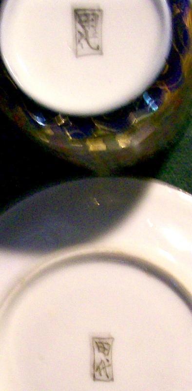 Tashiro Thousand Geisha/Faces Porcelain Cup & Saucer Cobalt Blue/Gold