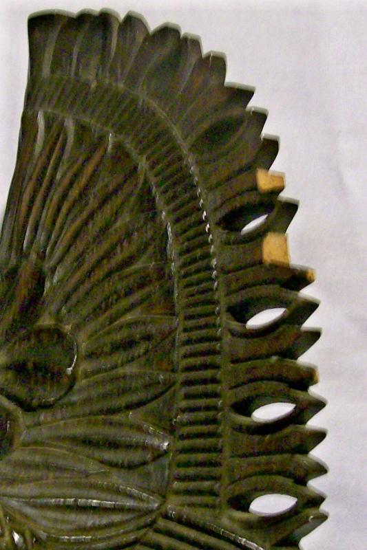 Tropical Hardwood Carving Bust of Woman w/ Headdress Polynesian?