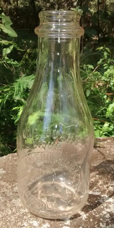 McClenny Dairy Milk Bottle Norfolk Virginia Clear Glass Quart 1930s-40s