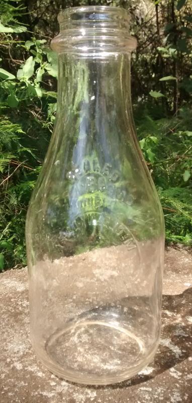 McClenny Dairy Milk Bottle Norfolk Virginia Clear Glass Quart 1930s-40s