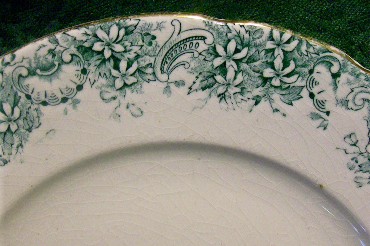 Columbian Art Pottery Ceramic Plate Trenton NJ Teal Transfer Ca. 1900