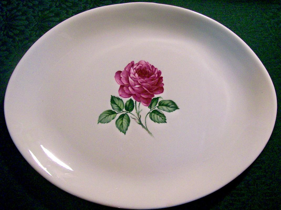 Red Rose Center Ceramic Platter USA 13