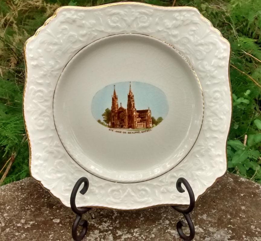 St. Anne De Beaupre Church Souvenir Plate Quebec Royal Winton 1930s