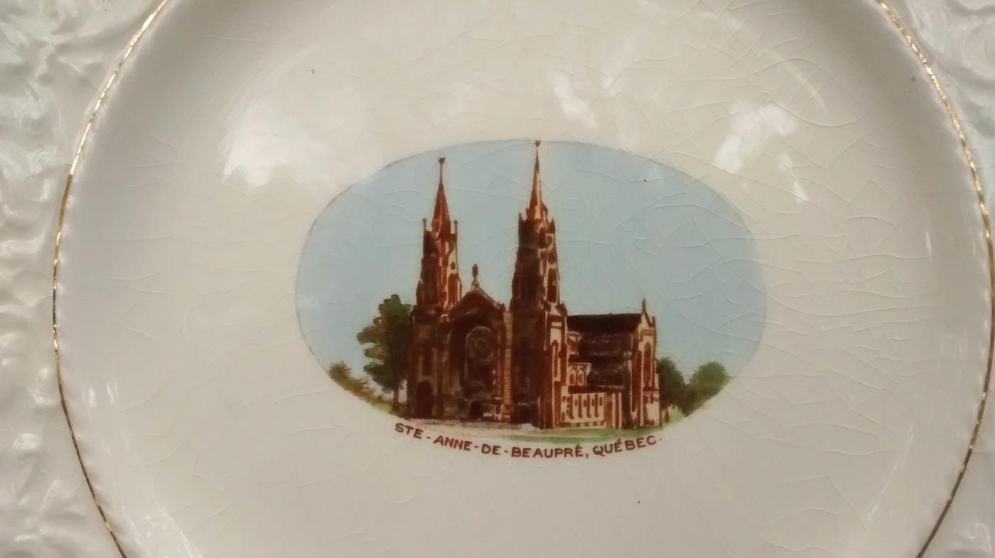 St. Anne De Beaupre Church Souvenir Plate Quebec Royal Winton 1930s