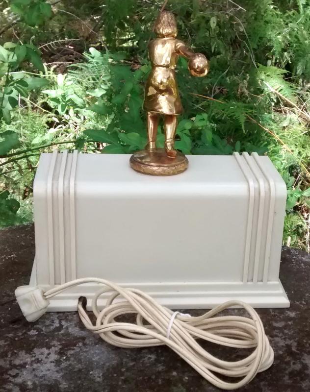 Bowling Trophy Pennwood Numechron Clock 1950s Ivory/Gold Electric Flip
